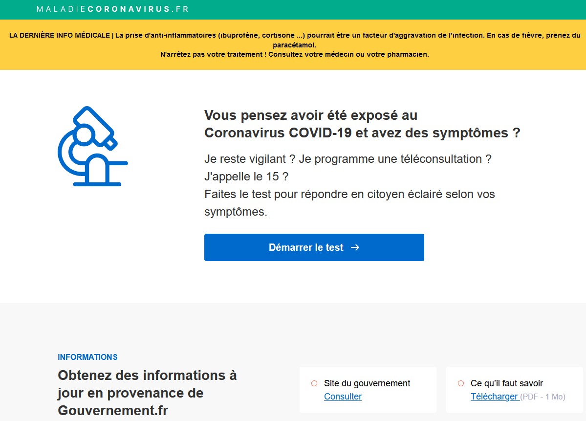 Le site MaladieCoronavirus.fr